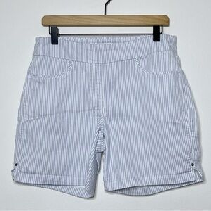 Liz Claiborne Blue and White Striped Pull On Twill Short Size 8
